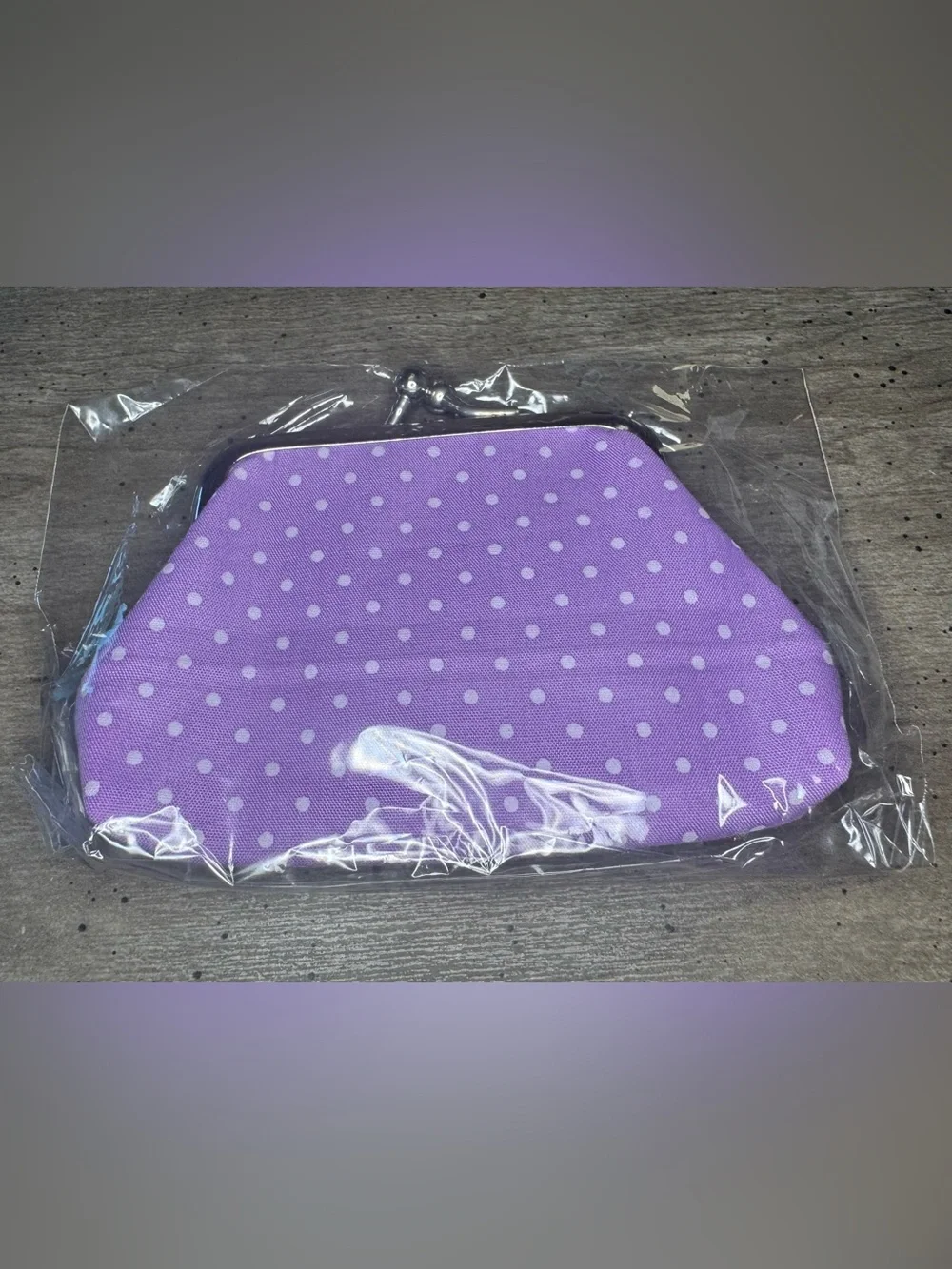 Purple Polka Dot Kiss-Lock Coin Purse